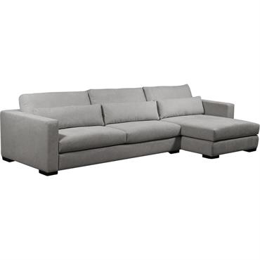 Canapé d'angle chaise longue droite fixe en tissu Bloq - grisBATIS