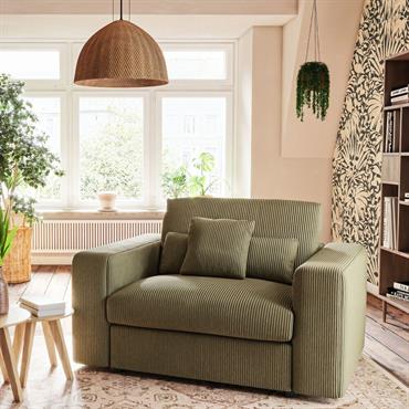 Fauteuil fixe en velours côtelé - vert cèdrePIUMA