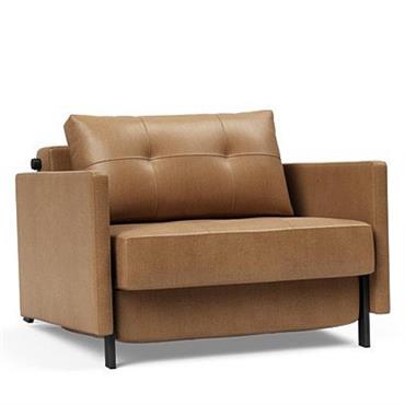 INNOVATION LIVING  Fauteuil design SOFABED CUBED 02 ARMS convertible lit 200x90cm Faunal Brown