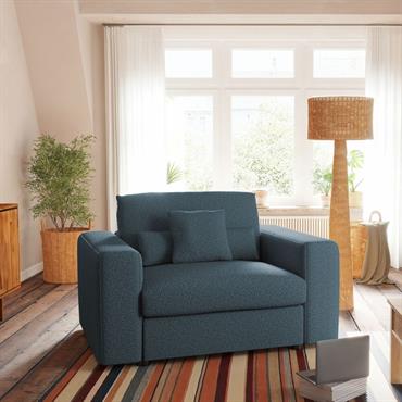 Cliquez pour agrandir et passer en diaporama Fauteuil fixe en tissu bouclette - bleuPIUMA