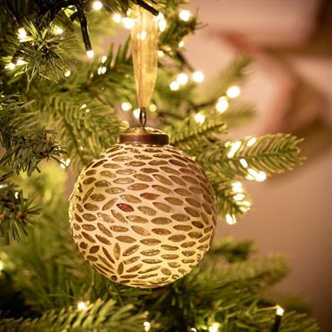 Boule de Noël en verre D10cm - blancGIZY
