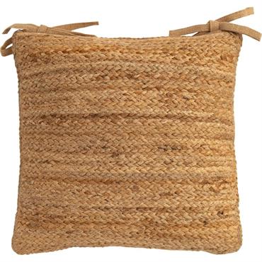 Galette de chaise en jute et coton 45x45cm - naturelANTIAS