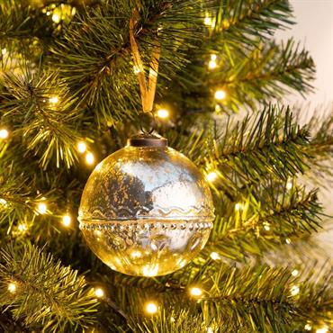 Boule de Noël à relief en verre D10cm - argentéSIZUN