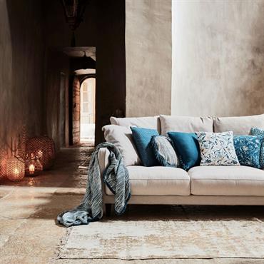 Cliquez pour agrandir et passer en diaporama Canapé 5 places fixe en tissu joint - beige roucasLENITA