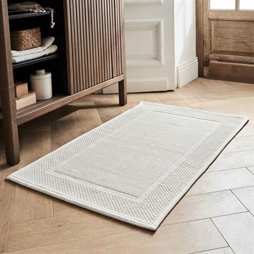 Cliquez pour agrandir et passer en diaporama Tapis de bain jacquard en coton 60x100cm - blanc capelanBAGNO