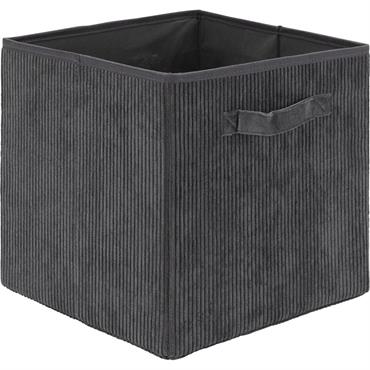 Cliquez pour agrandir et passer en diaporama Panier de rangement en velours côtelé H30xL30cm - gris ardoiseVELA