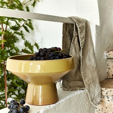 Coupe décorative en terre cuite émaillée D27xH17cm - jauneSLIEMA