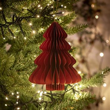 Suspension de Noël sapin en papier H8cm - rougeGARGUIER