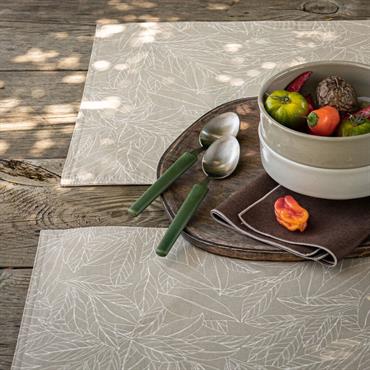 Lot de 2 sets de table en coton enduit motif laurier - beige alpilles 35x48cmLAURIER