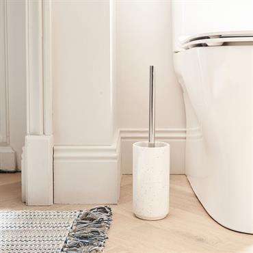 Brosse et porte-brosse wc en céramique mouchetée - blanc ventouxNEOULES