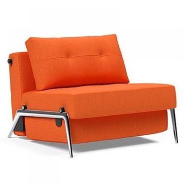 INNOVATION LIVING  Fauteuil design CUBED 02 ALU convertible 200x90cm tissu Elegance Orange