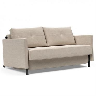 INNOVATION LIVING  Canapé design CUBED 02 ARMS convertible lit 200x140 cm tissu Blida Sand Grey