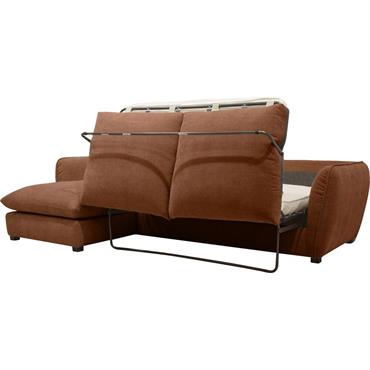 Canapé d'angle gauche convertible en tissu Nature - brun rustrelCLEMENCE
