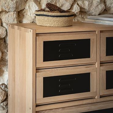 Bloc de 2 tiroirs en acier L40cm - noirTASSIA