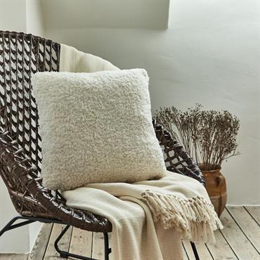 Coussin effet moutonné synthétique 45x45cm - blancTEXEL