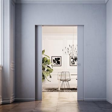 Porte coulissante à galandage d'une modernité épurée qui s'intègre parfaitement au décor