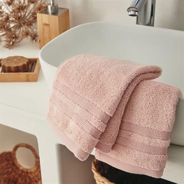 Cliquez pour agrandir et passer en diaporama Lot de 2 serviettes invité bouclette en coton - rose grège 30x50cmNOUN