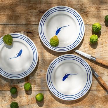 Cliquez pour agrandir et passer en diaporama Lot de 6 assiette à dessert en faïence avec motif d22cm - blanc