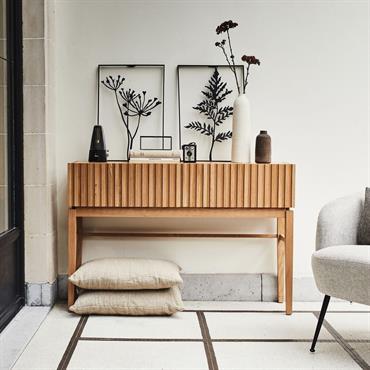 Cliquez pour agrandir et passer en diaporama Console 2 tiroirs en bois L120xl30xH80cm - naturelFEVE