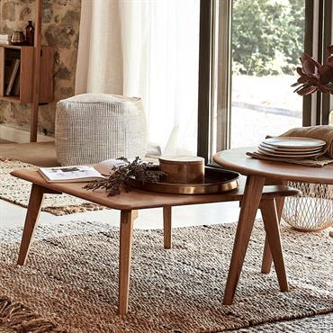 Table basse carrée en chêne massif - bois clair L75xl75xH35cmLAGOS