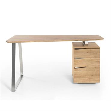 Bureau design WINTER 3 tiroirs plateau chêne noueux huilé massif