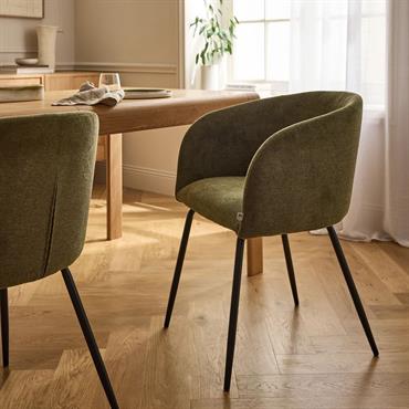 Chaise en tissu et métal avec accoudoirs - vertPEILLE