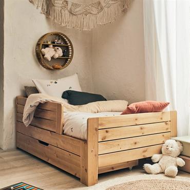 Cliquez pour agrandir et passer en diaporama Lit évolutif 1 place en pin massif 3 positions pour enfant - bois clairLOTTE