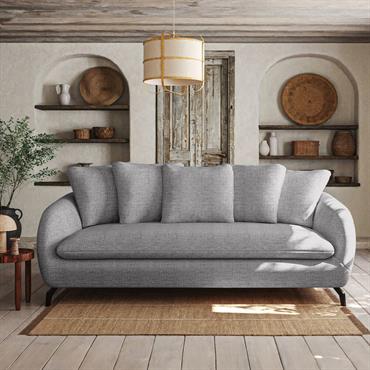 Canapé convertible 3 places en tissu tramé - gris ardoiseCOLINE