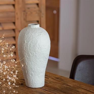 Vase contemporain en céramique texturée H28cm - blancPALMADULA