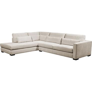 Canapé d'angle gauche fixe en tissu Genesis - beigeBATIS
