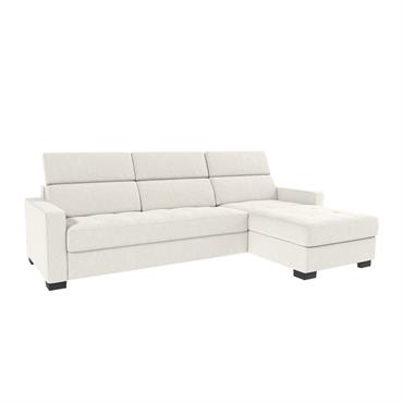 Canapé d'angle convertible en cuir avec accoudoirs 15cm - blancMAURO