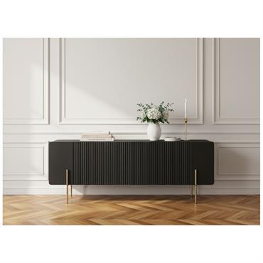 Cliquez pour agrandir et passer en diaporama Meuble TV 2 portes 1 tiroir 150 cm MATHILDE pieds or BOBOCHIC