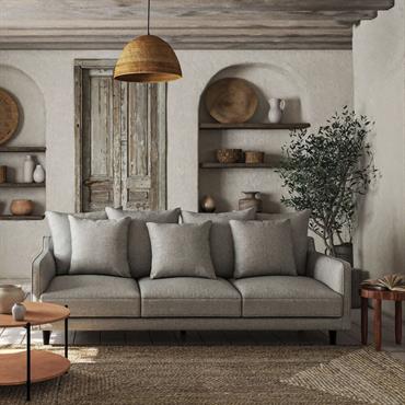 Cliquez pour agrandir et passer en diaporama Canapé 5 places fixe en tissu joint - gris borieLENITA