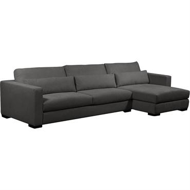 Canapé d'angle chaise longue droite fixe en tissu Bloq - gris anthraciteBATIS