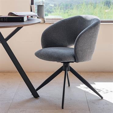 Lot de 2 chaise de repas pivotante avec accoudoirs en tissu - gris 