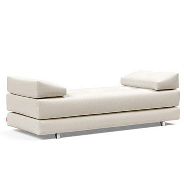 Cliquez pour agrandir et passer en diaporama Méridienne design SIGMUND ALU convertible lit 160x200 cm tissu Bouclé Off White