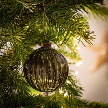Boule de Noël en verre avec stries D8cm - vertVERLIA