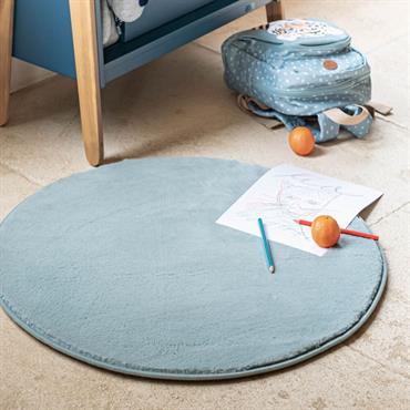 Tapis rond imitation fourrure - bleu calaluna D70cmROBIN