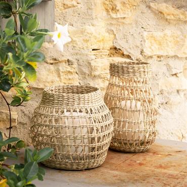 Photophore en jonc de mer H18cm - naturelMYLA