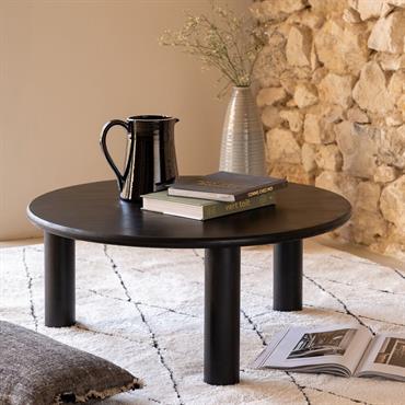 Table basse ronde en bambou massif D80cm - noirGORBION