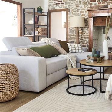 Canapé d'angle convertible en tissu  - beigeORIGANO