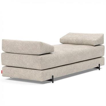 Méridienne design SIGMUND INDU convertible lit 160x200 cm pieds Acier noir tissu Avella Sand