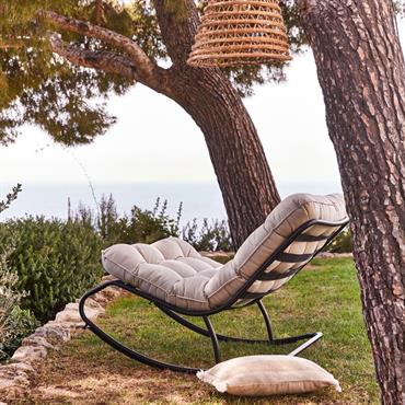 Fauteuil à bascule de jardin en acier - beige roucasLIMANA