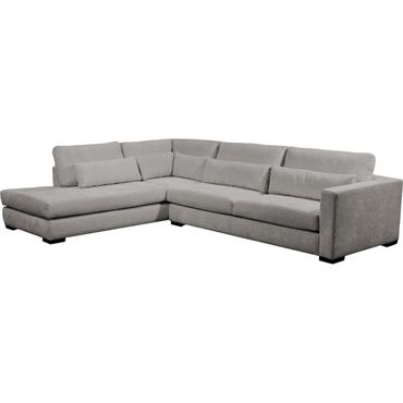 Canapé d'angle méridienne gauche fixe en tissu Genesis - grisBATIS