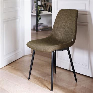 Lot de 2 chaise en tissu et métal - vert cedre 