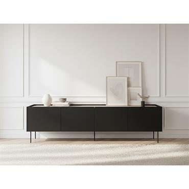 Meuble TV 4 portes 220 cm ATLAS noir   BOBOCHIC