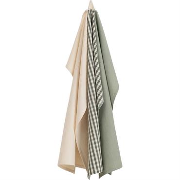 Cliquez pour agrandir et passer en diaporama Lot de 3 torchons dépareillés en coton 50x70cm - bleuTIANA