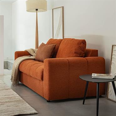 Canapé 3 places convertible en tissu Loft - brun rustrelATHOS