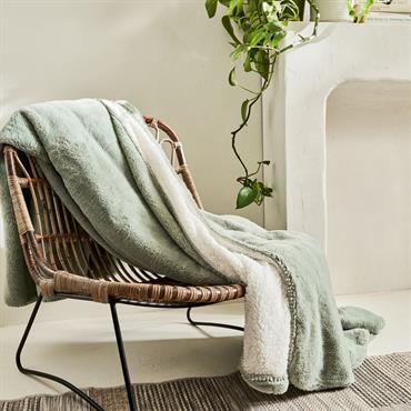 Plaid imitation fourrure 180x220cm - vert olivierMARIUS