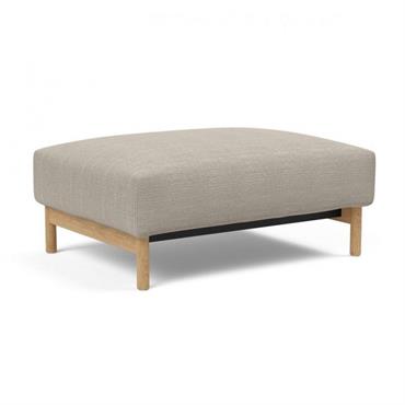INNOVATION LIVING  Pouf design MALLOY WOOD Tissu Kenya Gravel 75*100 cm